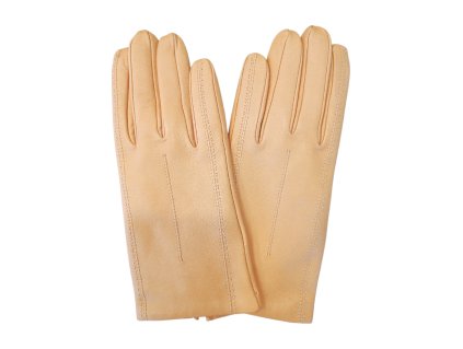 Kožené dámské rukavice Junek s výšivkou béžové