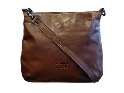 Marta Ponti dámská kožená crossbody kabelka koňaková