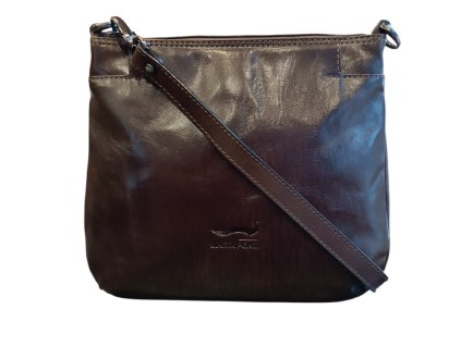 Marta Ponti dámská kožená crossbody kabelka hnědá