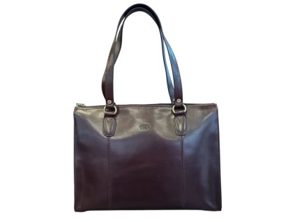 KATANA větší dámská kožená kabelka tmavě hnědá