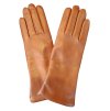 Kožené hladké dámské rukavice Junek koňakové