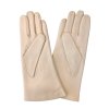 Kožené dámské rukavice Vystyd s výšivkou světle béžové