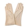 Kožené dámské rukavice Vystyd s výšivkou světle béžové