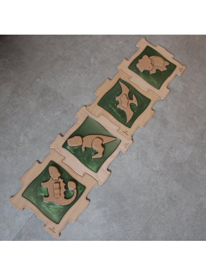 Dřevěné senzomotorické puzzle Jurský svět - 4 ks