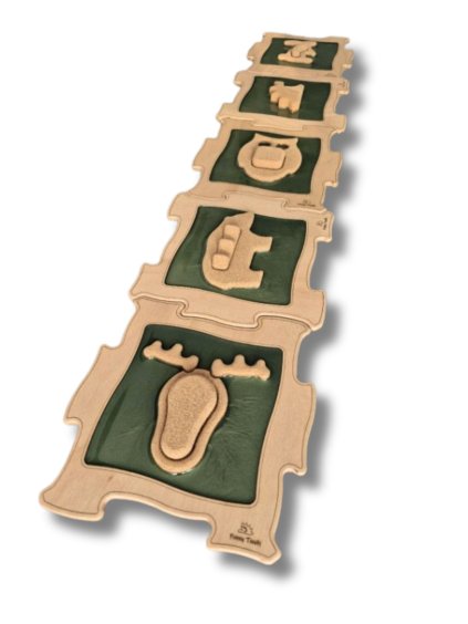 Dřevěné senzomotorické puzzle Cesta do lesa - 5 ks