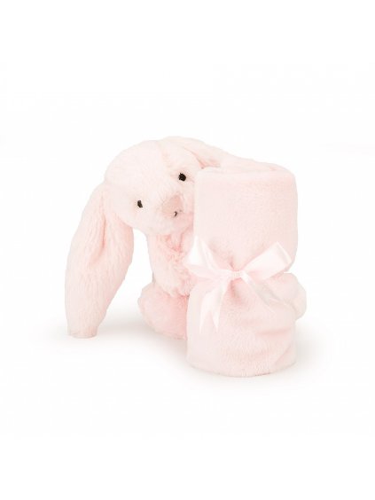 Růžový plyšový králíček s plyšovou dečkou
