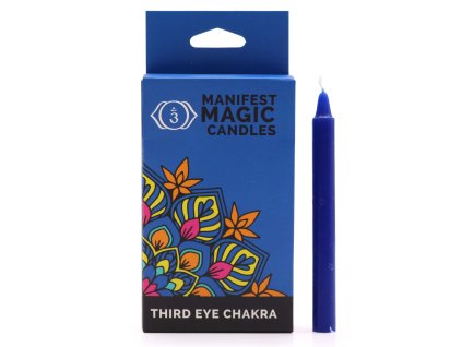 Ezoterické Magické Sviečky (balenie po 12 ks) - Tmavo Modré - Čakra Tretieho Oka