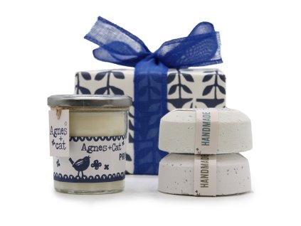 Darčekové Balenie - Parmská Fialka (sviečka) + Morská Soľ a Mach - Blue Dolly (šumivá bobma