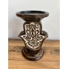 Stojan na Sviečku z Mangového Dreva - Hamsa - Malý 18x11cm