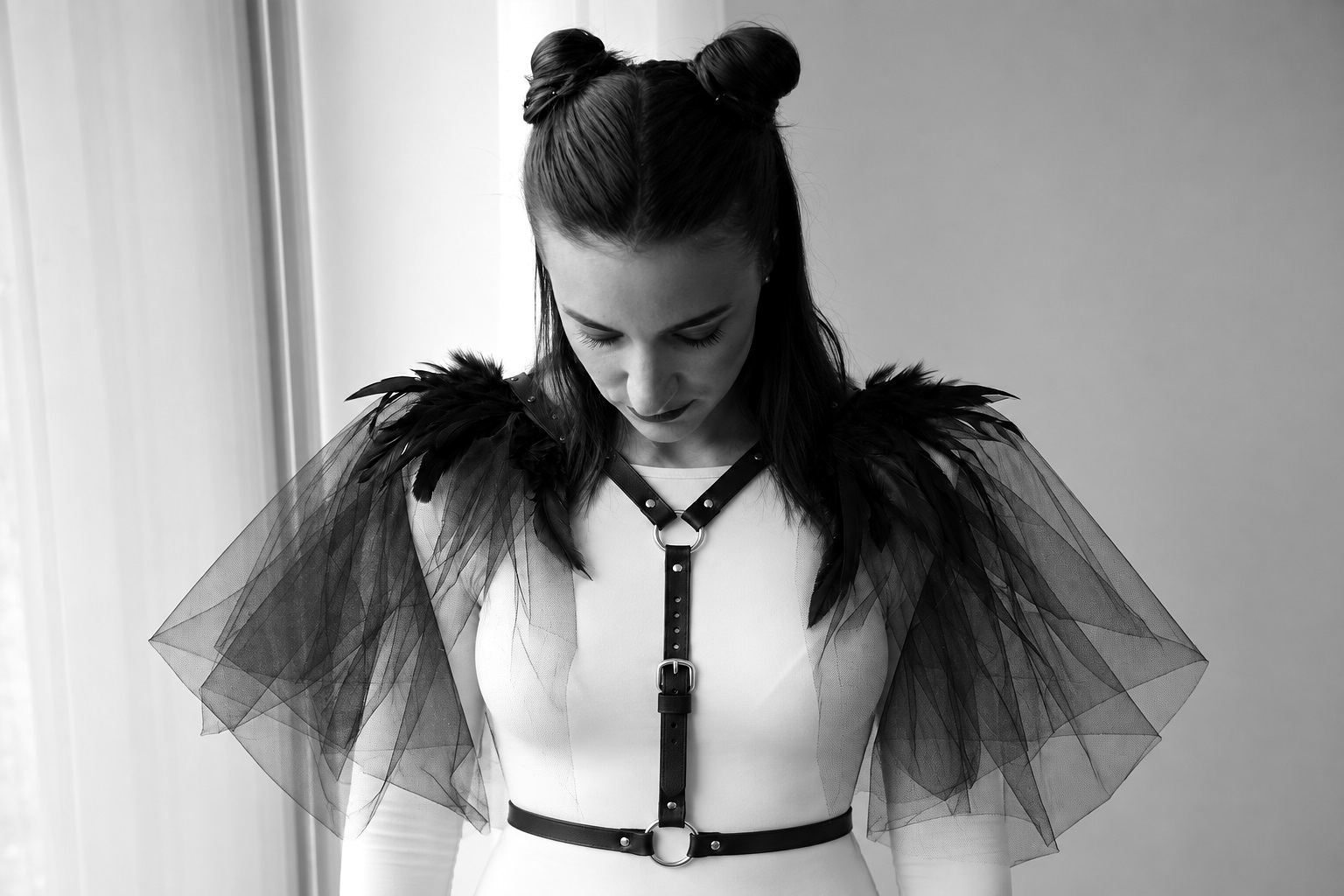 Kožený designový harness s tylem