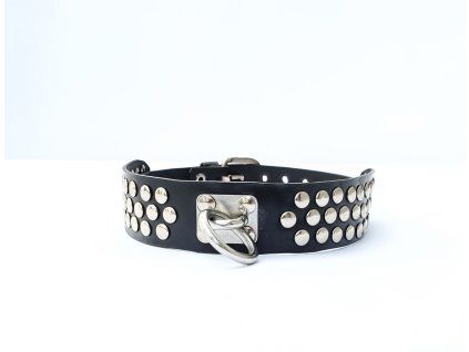 Kožený Choker s nýty, šíře 3 cm