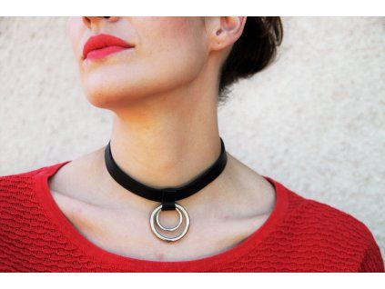 Kožený Choker s kruhy