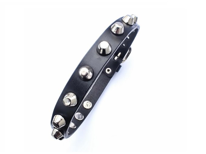 Kožený Choker s kovovými kužely, více barev kůže