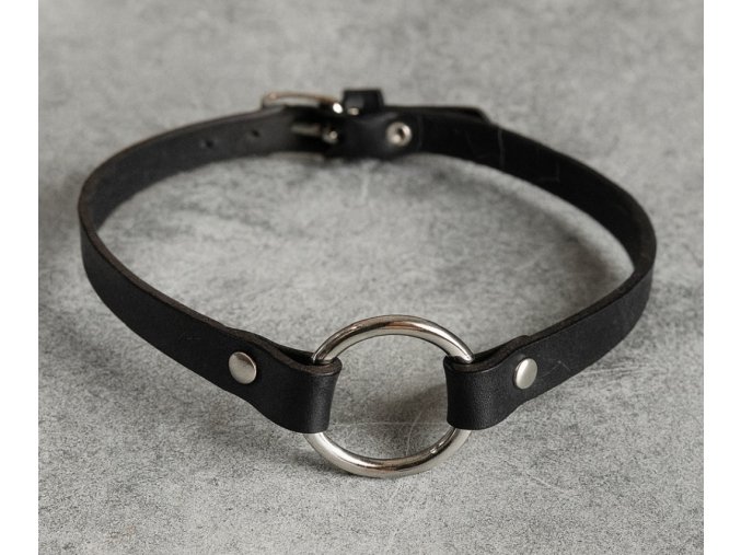 Kožený obojek s kruhem 3 cm, silná kůže