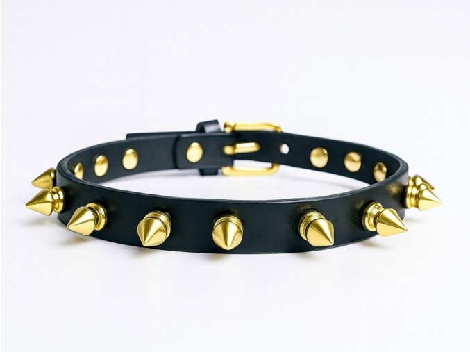 Kožený Choker se zlatými hroty