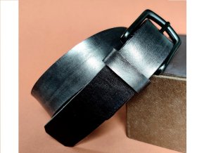 Pánský kožený opasek 3,5 cm, mosazná přezka-černá