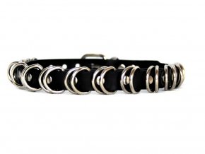 Úzký kožený Choker s polokroužky