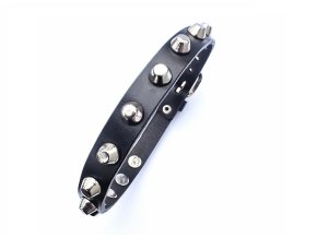Kožený Choker s kovovými kužely, více barev kůže