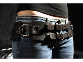 Kožený robustní opasek s kruhy, ručně šitý - Heavy belt