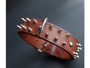 Kožený obojek s hroty, ručně šitý, 4 cm, více barev kůže