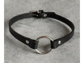 Kožený obojek s kruhem 3 cm, silná kůže