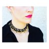 Kožený Choker s polokroužky, mosaz