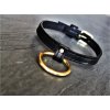 Kožený Choker s mosazným kruhem, ručně obšitý