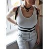 EMILIE – Zavinovací kožený harness / postroj (Ruční práce)  Barvy kování: stříbrná, mosazná, černá, růžová