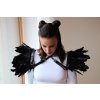 Křídla, černé pěří na kožených popruzích, festivalový outfit