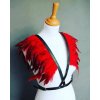 Kožený postroj s peřím,červená,Feather Harness