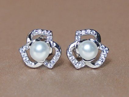 Ezüst gyöngy fülbevaló SE355B elegáns női ékszer