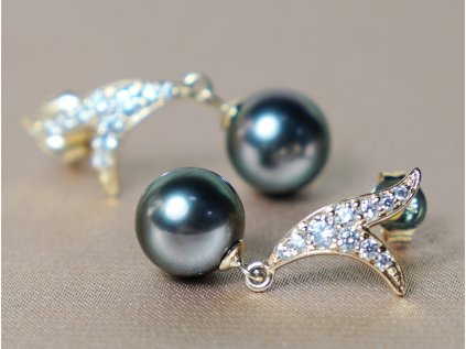 14K arany fülbevaló tahiti gyöngy AAA WW06YVE T