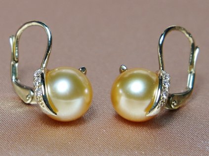 Arany briliáns fülbevaló AAA déltengeri gyöngy BC05YE G