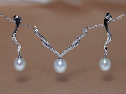 Cirkóniás és valódi gyöngyös ezüst fülbevaló PS2040SH