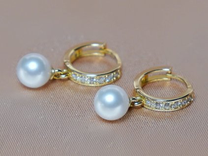 Elegáns fehér édesvízi gyöngy fülbevalók, DS120YFE W