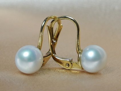 Elegáns fehér édesvízi gyöngy fülbevalók 14K aranyban DS701YFE W