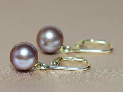 Arany fülbevaló lila purpur gyöngyökkel – EPE1011yZ