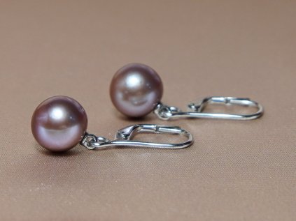 Arany fülbevaló lila purpur gyöngyökkel – EPE1011wZ