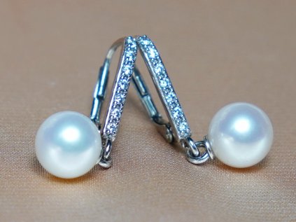 Ezüst gyöngy fülbevaló – BC024SE W