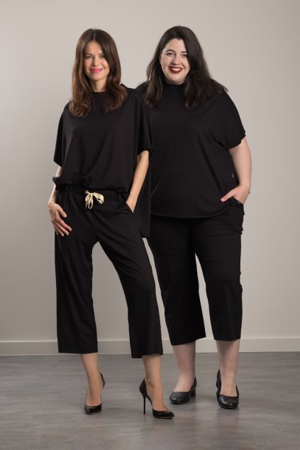 Elegant Set Thin Black Elegant trouser suit in lightweight knit