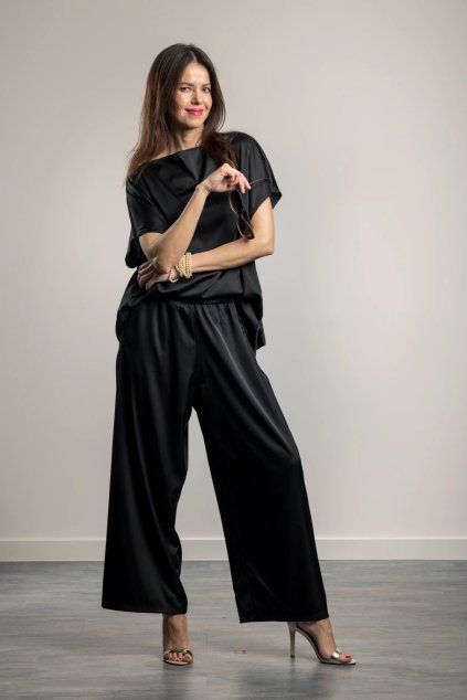 Elegantní kalhotový set Sara Silk Black