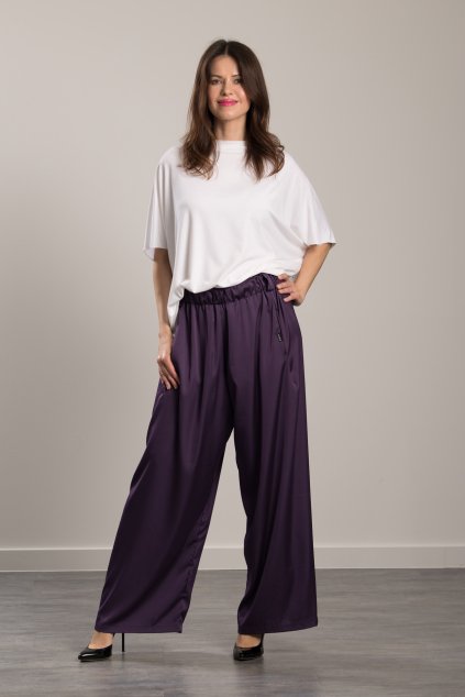 Elegant Sara Silk Purple Trousers Elegant satin trousers