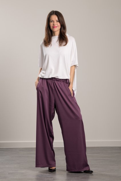 Elegant Sara Silk Lilac Trousers Elegant satin trousers