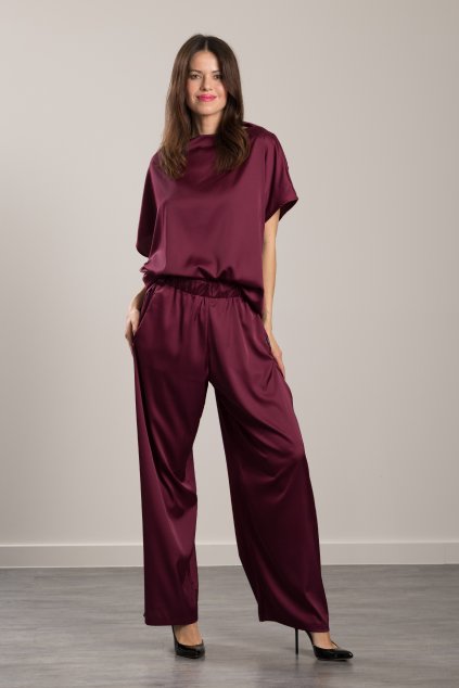 Elegante Hose Sara Silk Burgundy  Elegante Satinhose
