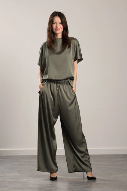 Elegantní top Sara Silk Olive (Velikost S/M)