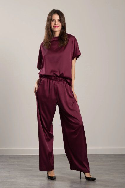 Elegantní top Sara Silk Burgundy (Velikost S/M)