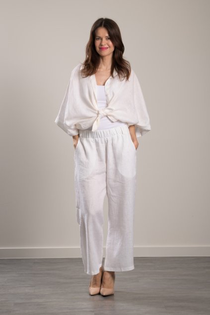 Halenka Fresh Linen White  Lněná halenka na knoflíčky