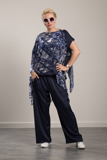 3-in-1-Plaid Isabelle Blue Ornaments  Luxuriöses magnetisches Seidenplaid / Kleid / Bluse
