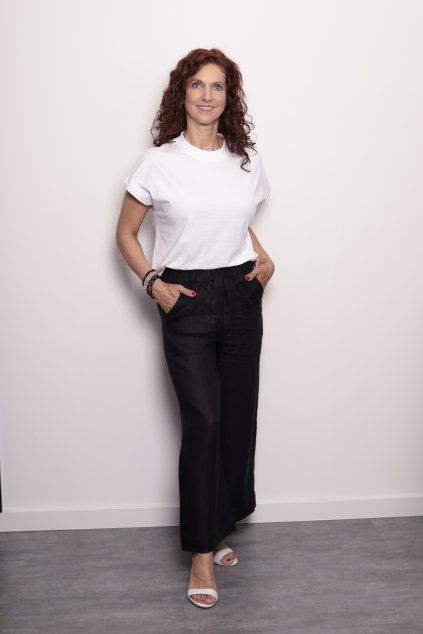 Lněné kalhoty Laura Black