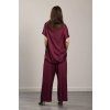 Elegantní kalhotový set Sara Silk Burgundy (Velikost S/M)